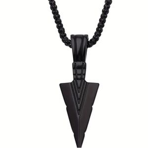 Men's Black Arrow Charm Necklace on Black chain NEW